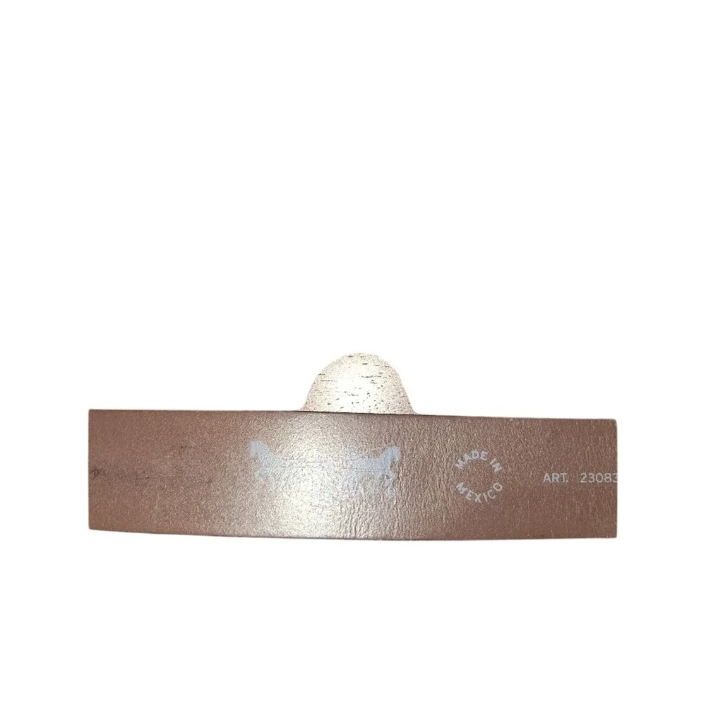 2000's Levi's‎ Brown Leather Belt Brass Buckle Simple Classic Everyday Workwear